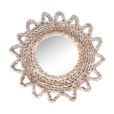 Miroir soleil rotin vintage 40cm