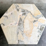 Vintage hexagonal pink and grey marble coffee table, 1980s