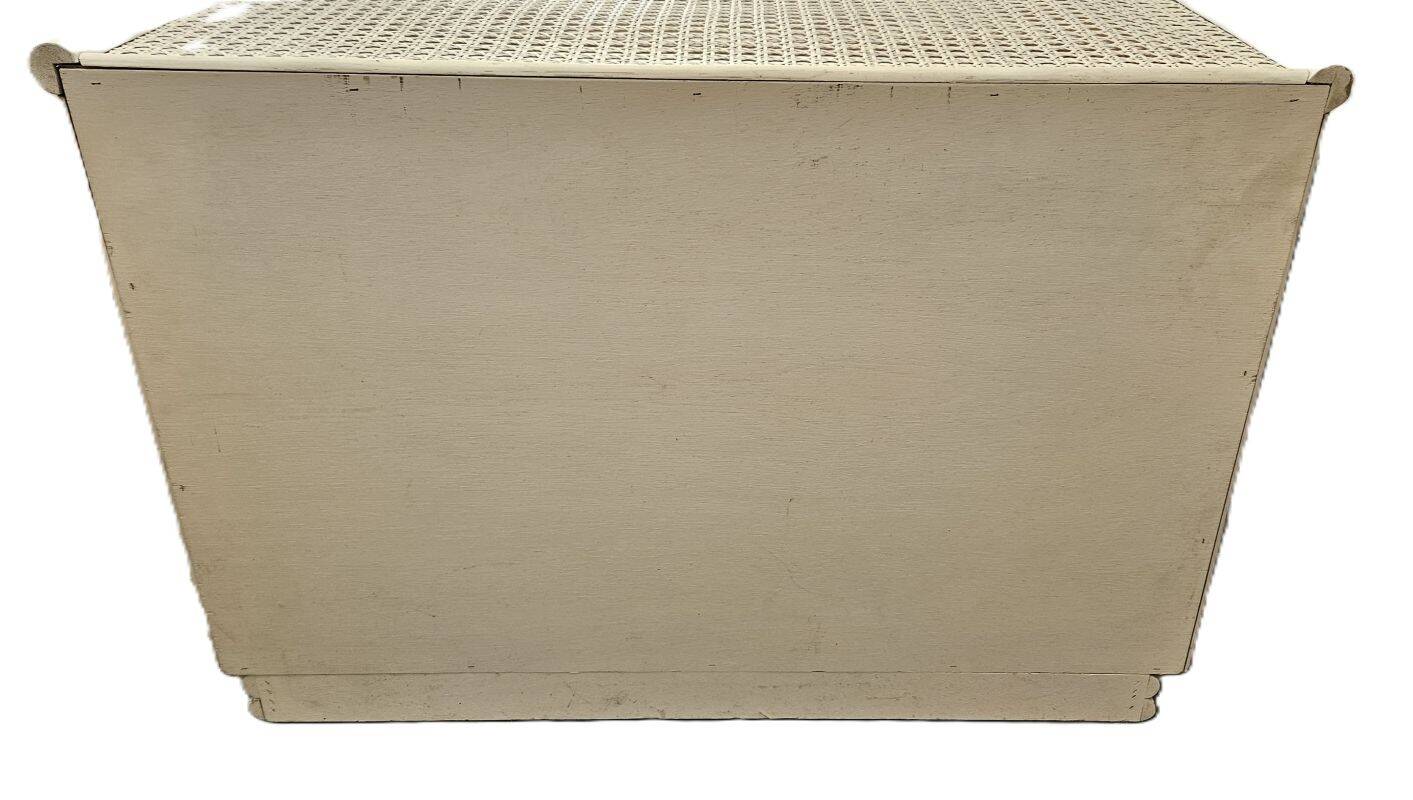 Vintage White Rattan and Cane Chest of Drawers from the 80s