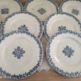 Set of 10 flat plates in s&g iron earth model greek blue 19th century
