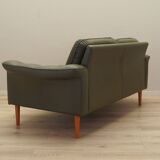 Canapé danois en cuir vert, années 1970