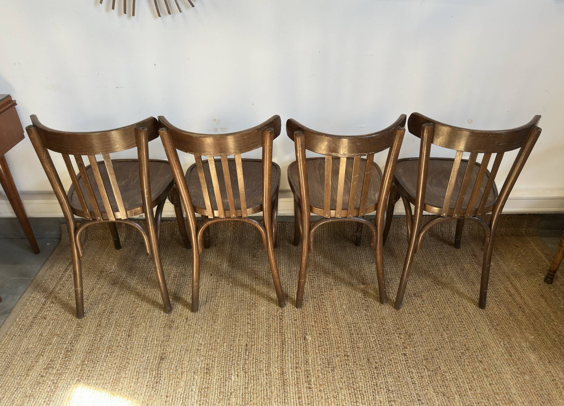 4 bentwood bistro chairs – slatted back – Baumann style