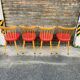 (Lot) 4 Baumann Chairs Compass Legs Vintage Red