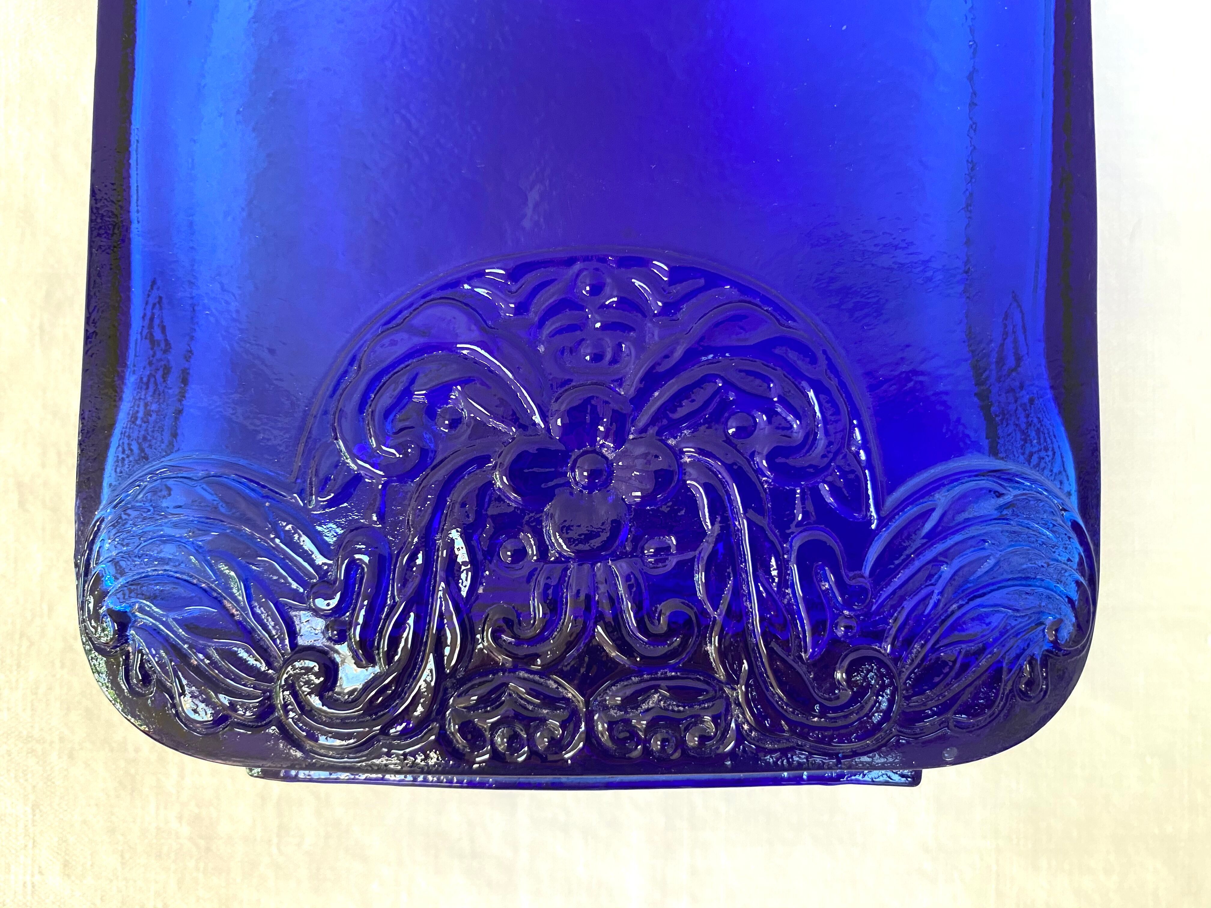 Large model cobalt blue glass bottle
