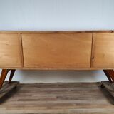 1960s sideboard with decorated doors in wood and brass