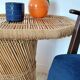 Vintage coffee table with braided cord in Audoux Minet bamboo style/1970s