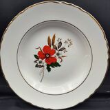 Set of 8 plates + 1 vintage oval dish Moulin des Loups Champêtre red