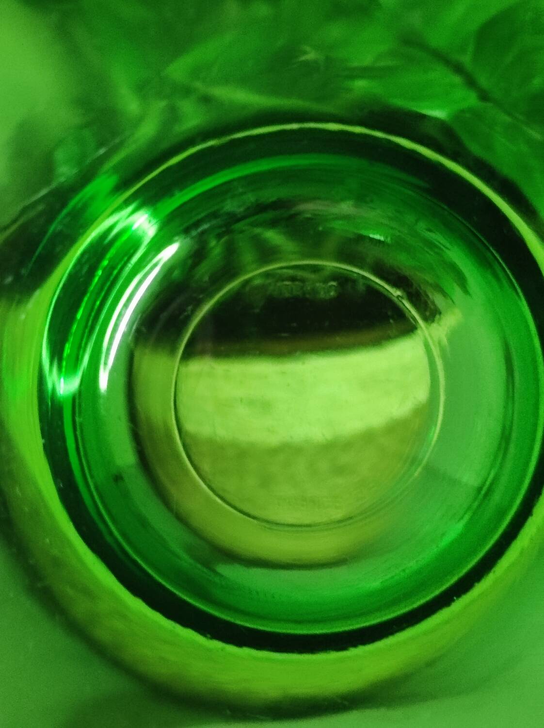 Vintage green glass bowl