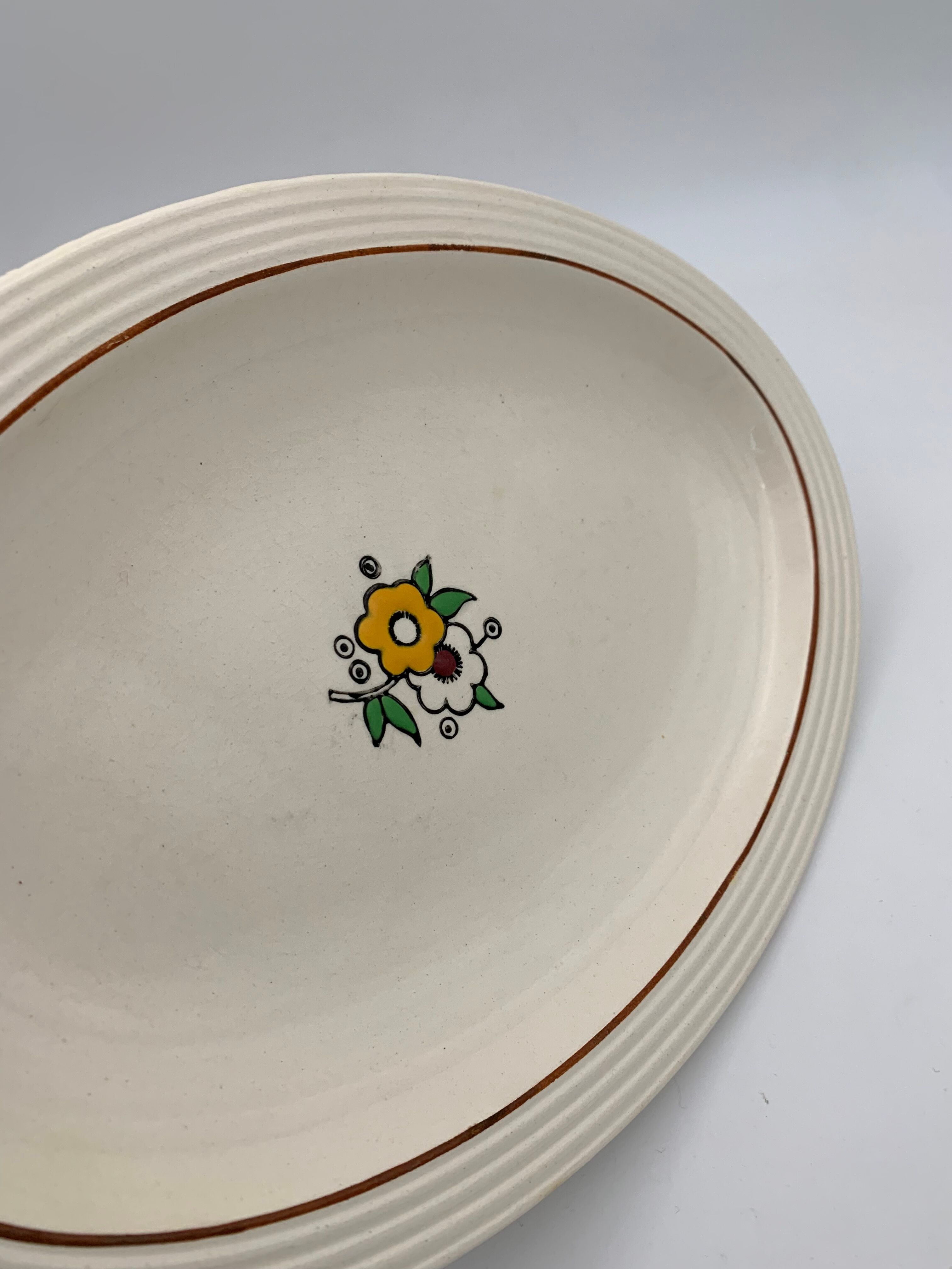 Two large oval art deco dishes in Longwy earthenware - 1930s