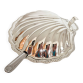 Silver-plated scallop shell butter dish