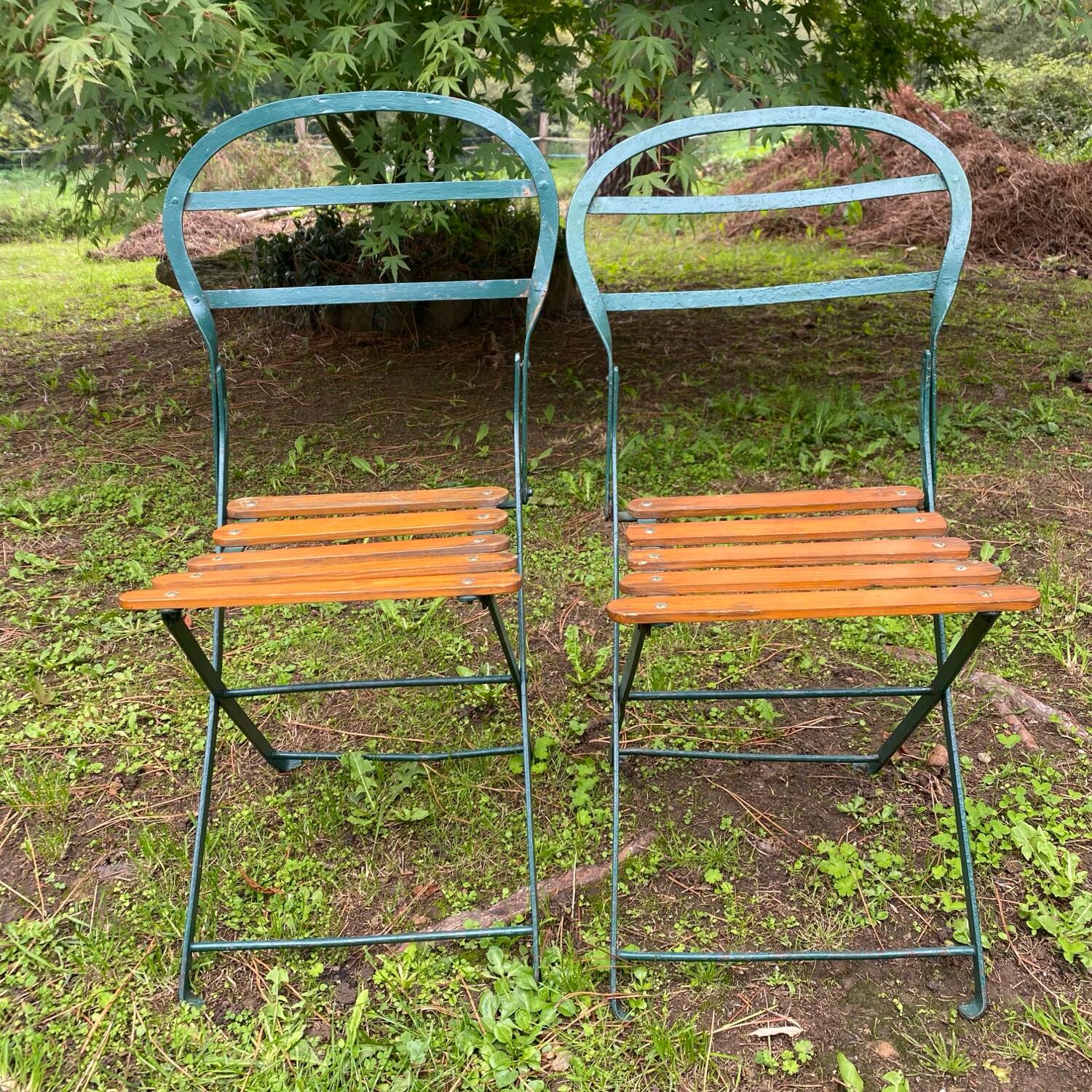 Old folding patio garden chairs