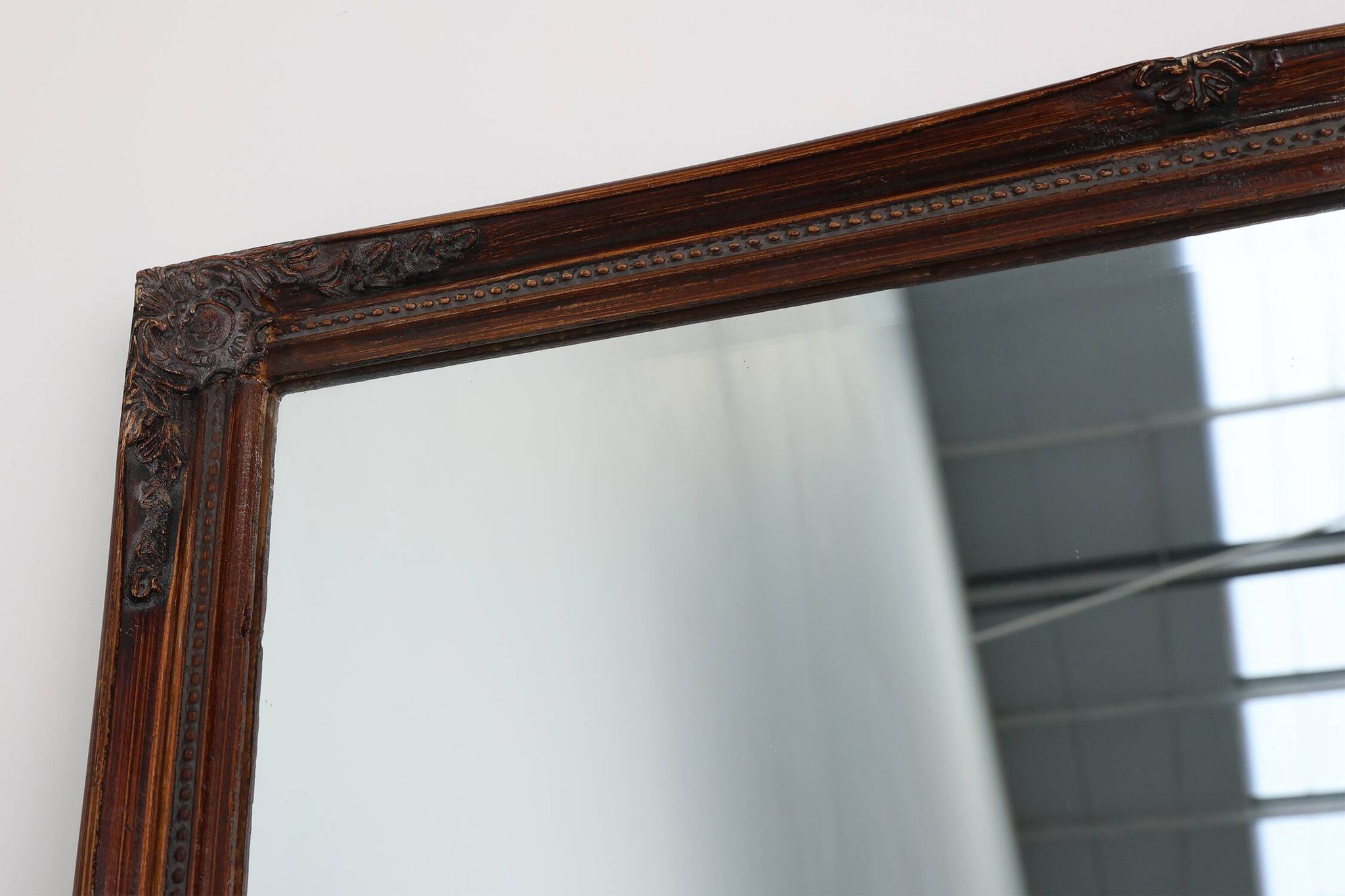 Antique French Facet-Cut Mirror in Carved Wood, circa 1850