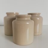 Set of 3 vintage 1950 pots in glazed stoneware