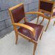 Paire de fauteuil bridge en skaï marron années 50
