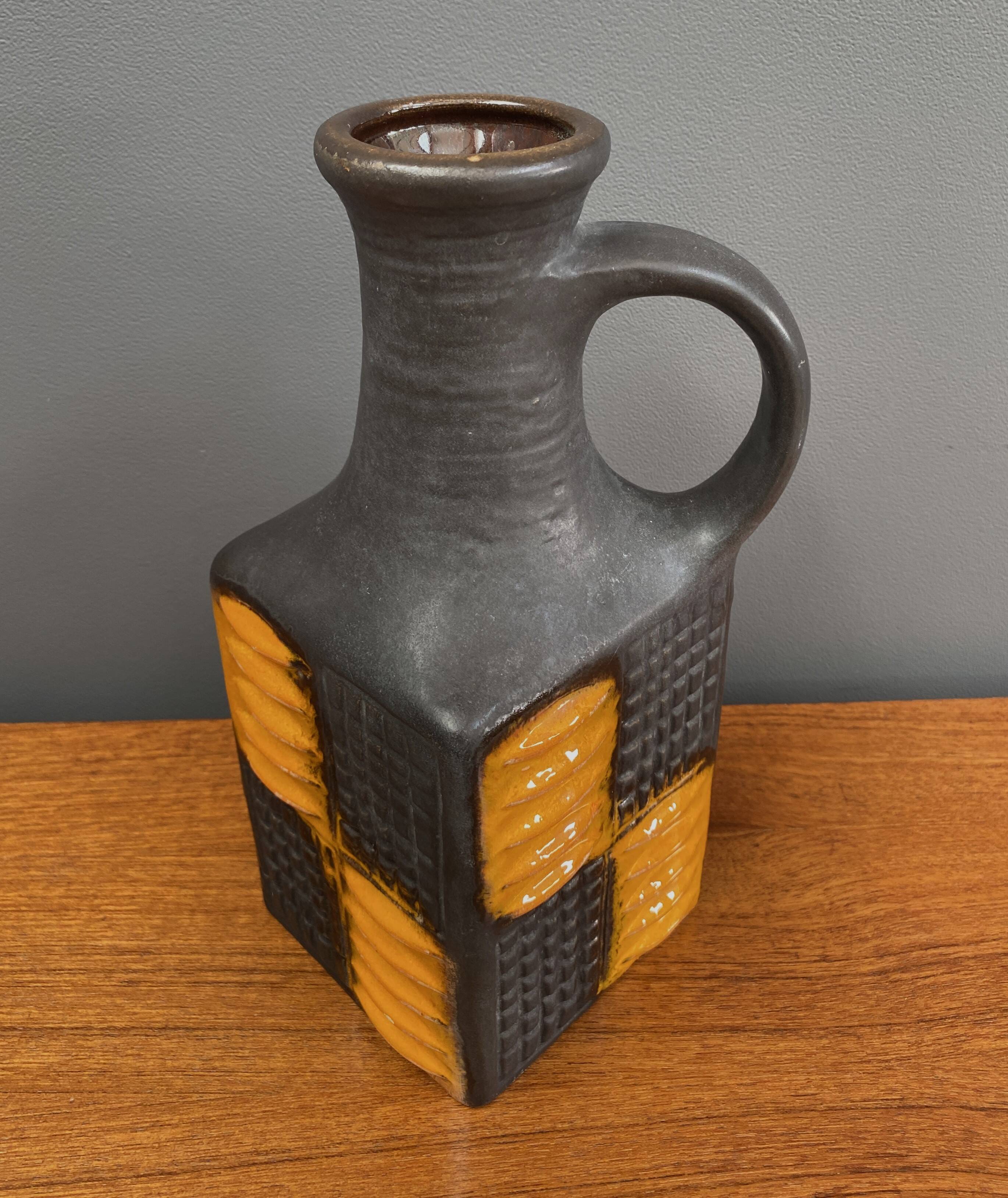 Brown and orange vase by Carstens model 7444-25  West Germany Pottery