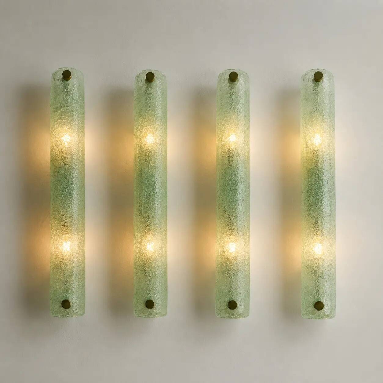 Contemporary Modern Green Graniglia ”Canalina" Murano Glass Wall Sconce-Set