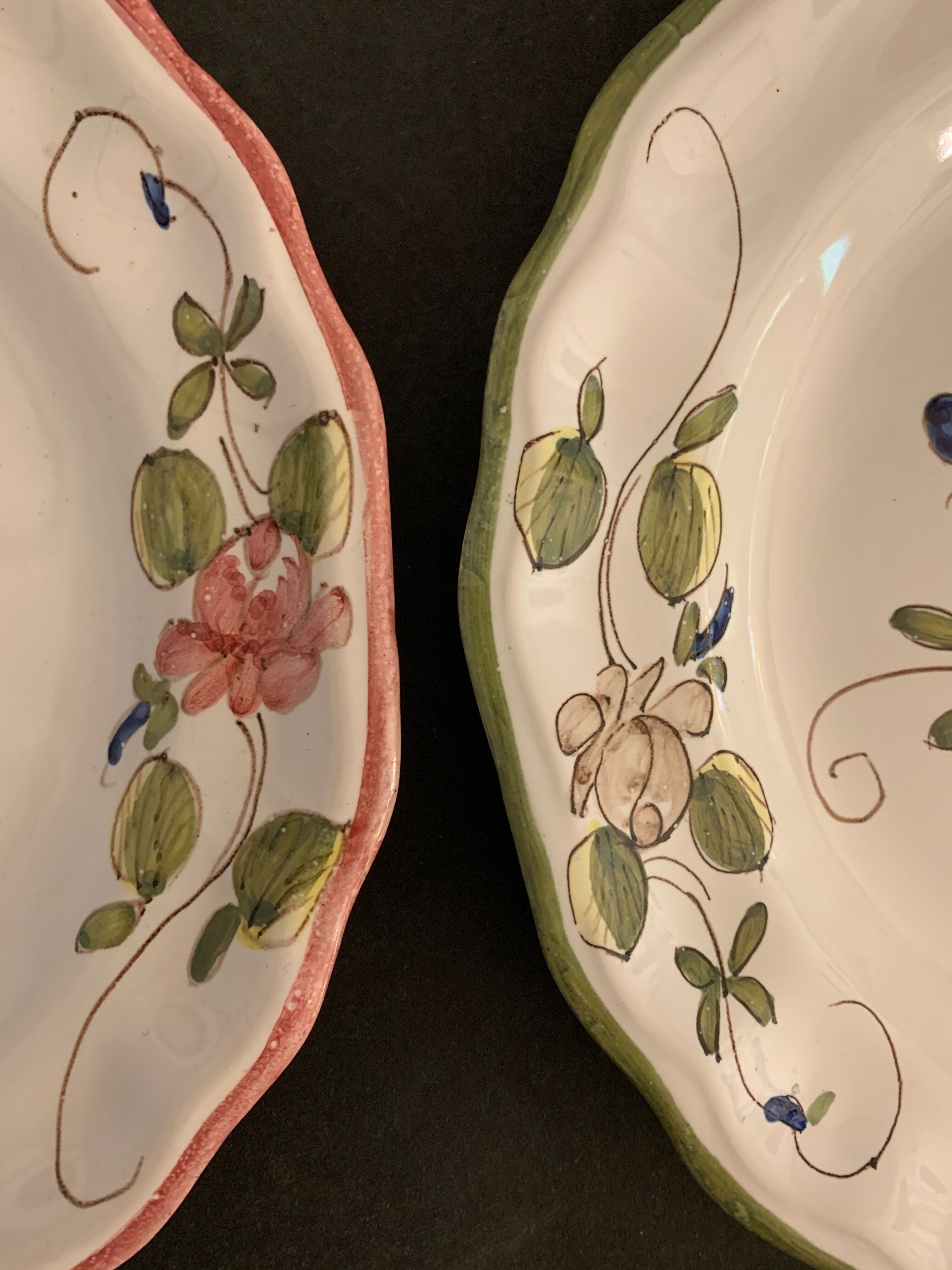 3 sweet pea plates, Samadet earthenware, 18th century