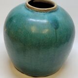 Antique Chinese Ginger Pot 1900 Green Blue Turquoise Enameled Ceramic