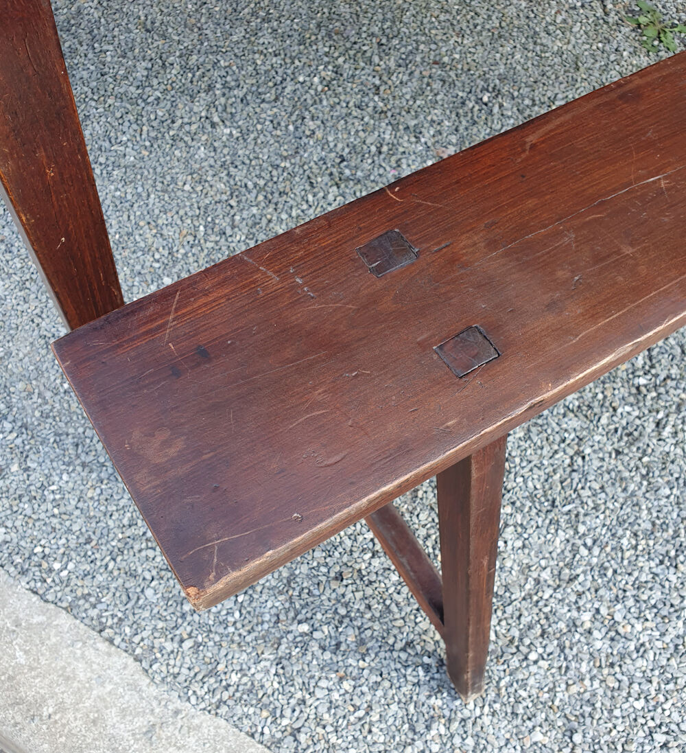 Small farm table and its two benches, vintage