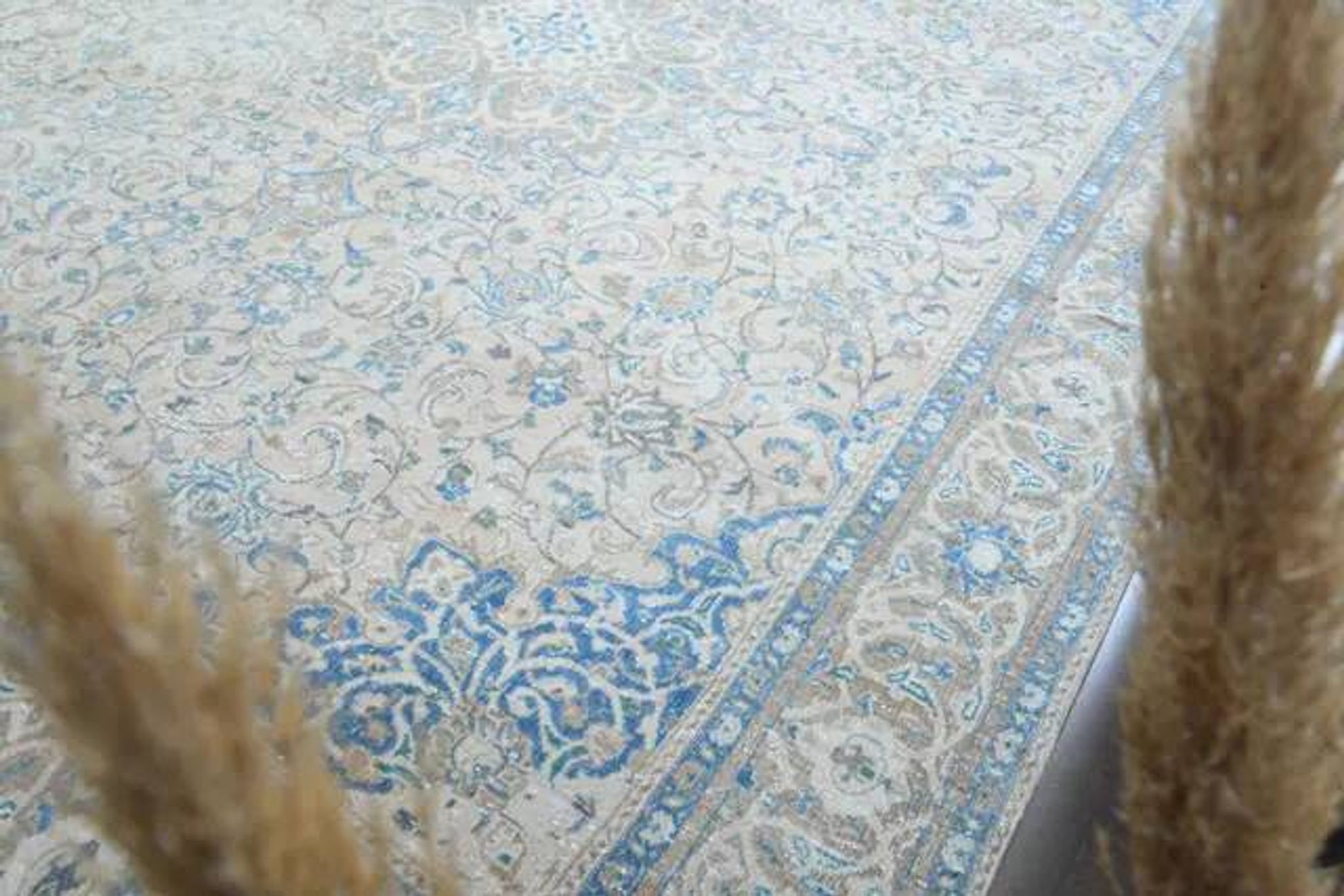 1970s Vintage Persian Handmade Wool Cotton Beige Area Rug 292x396