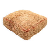 Pouf berbère vintage en laine naturelle saumon et beige