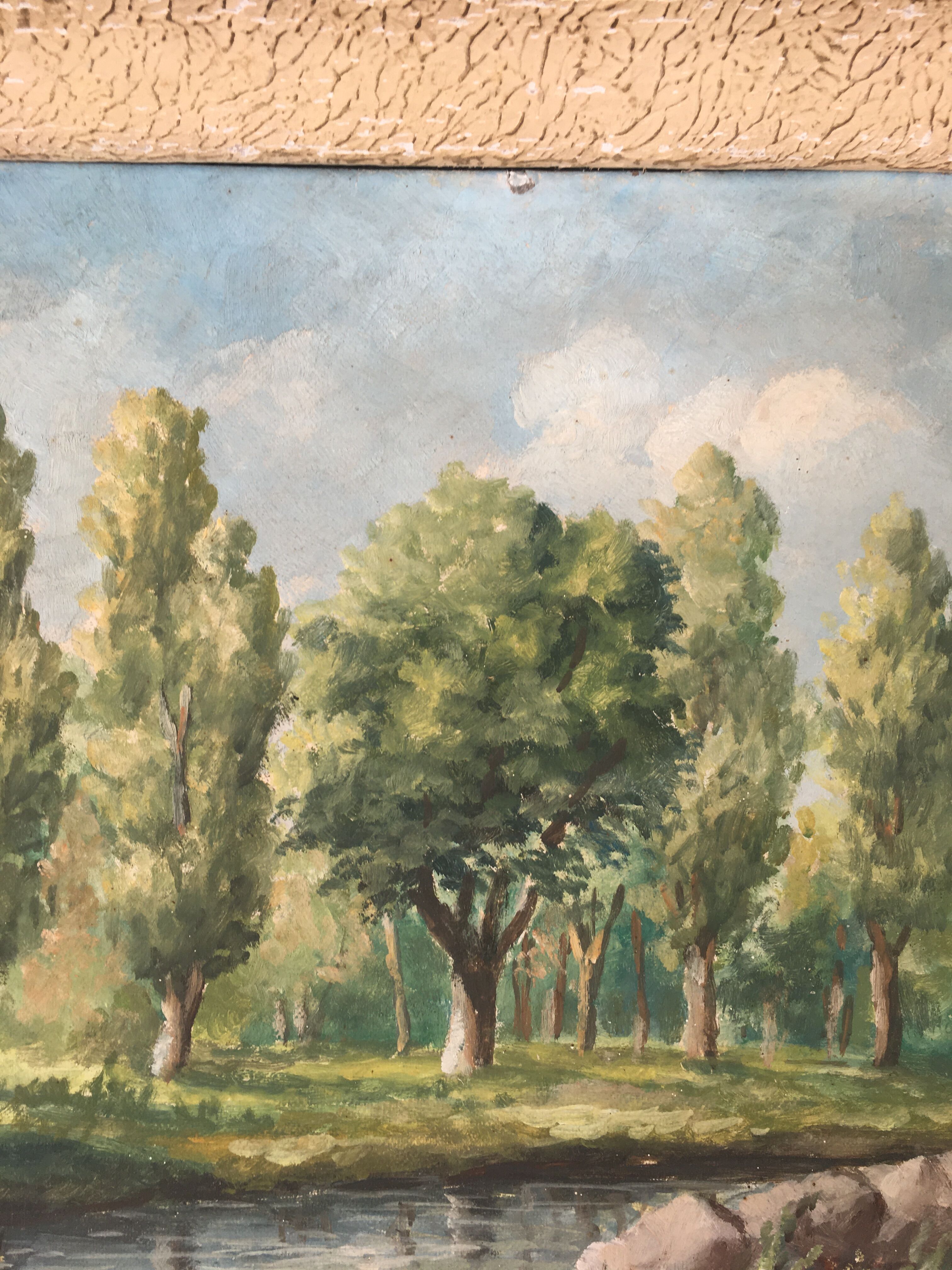 Landscape painting at the river