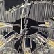 Chandelier with Murano glass quadrilateral prisms, handmade.