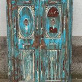 Old blue wooden cabinet with beautiful patina