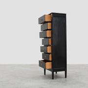 20th Century Louis XV-Style Black Lacquered Chest of Drawers with brass Mou