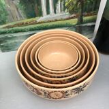 Set of 6 stackable salad bowls with foral pattern from the 50s/60s