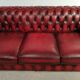 Chesterfield sofa red leather three seats