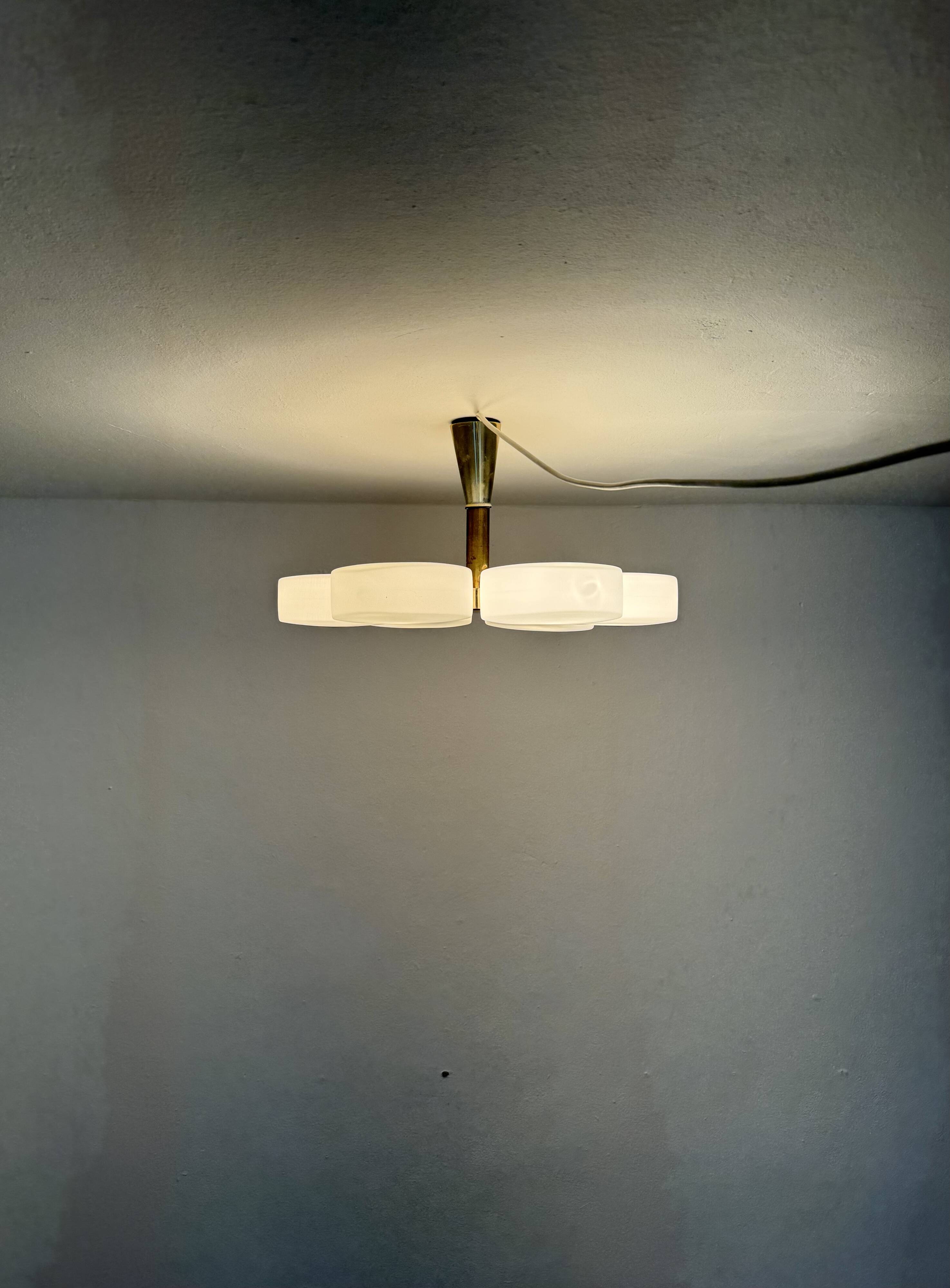 Opaline Sputnik Chandelier by Kaiser Leuchten