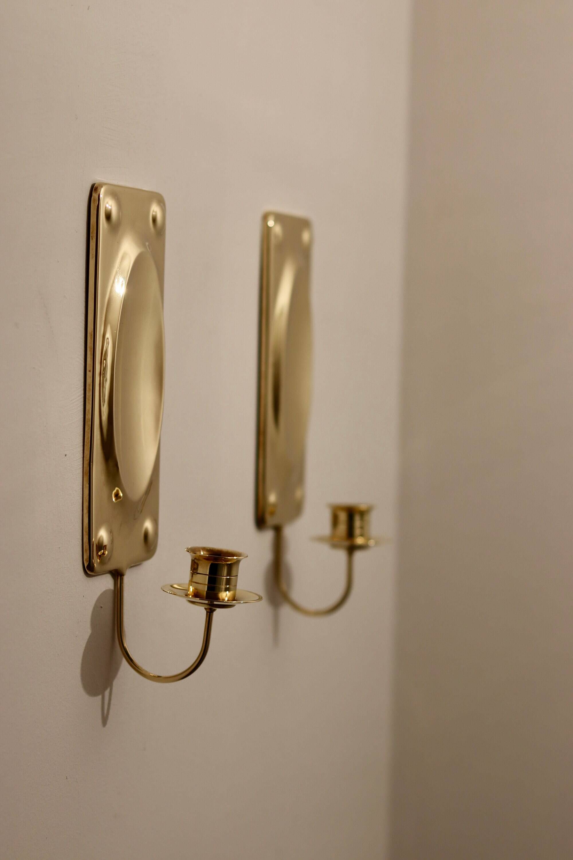 Pair of Mid-Century Swedish Brass Sconces