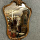Louis XV Baroque console in natural wood with its mirror