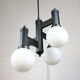 Vintage Geometric Black and Opaline Glass Ceiling Lamp