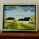 Original Swedish oil on canvas from the mid-century "Houses" - Vintage and framed
