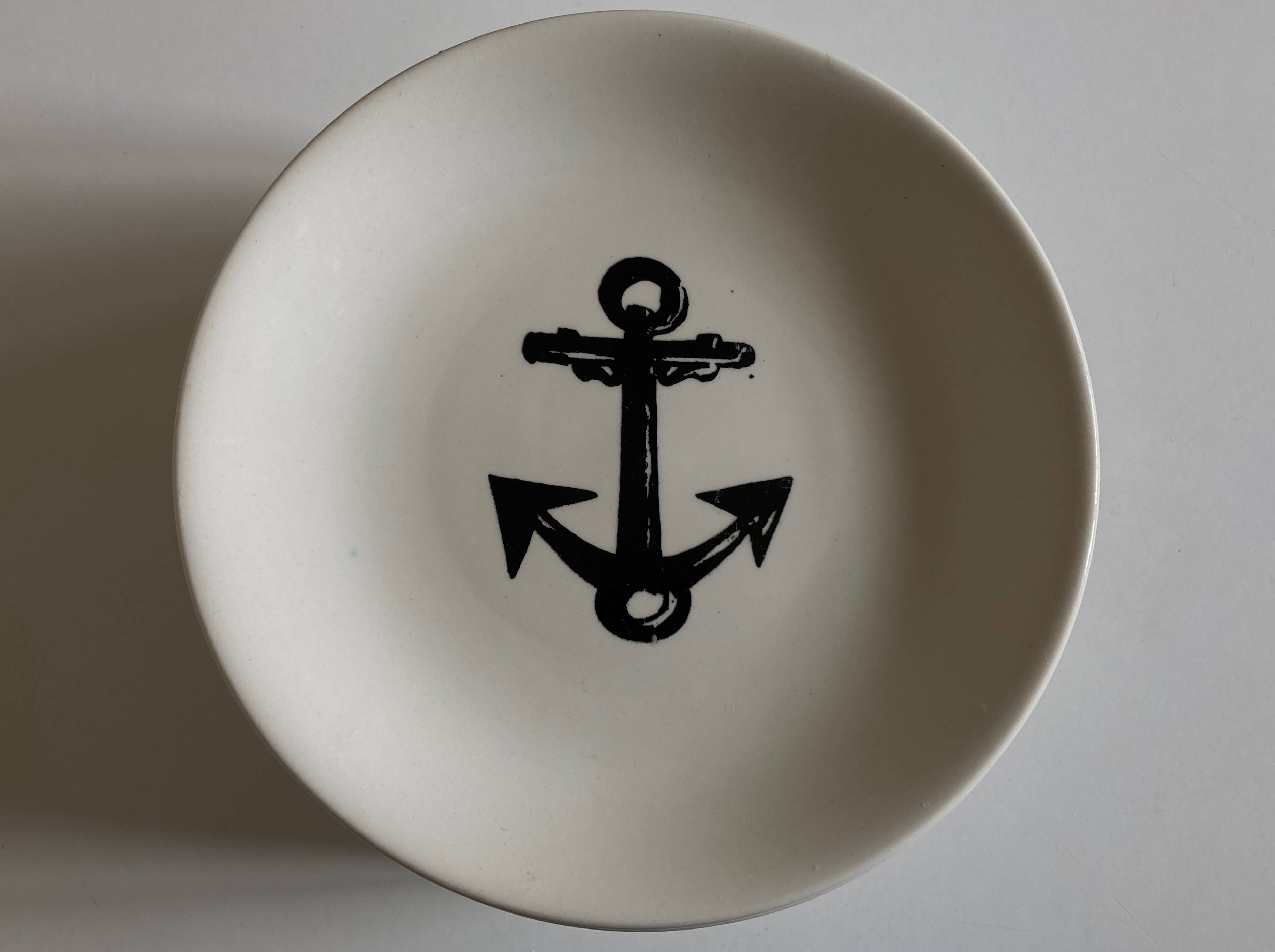 Set of 8 plates by Gien for Atelier Primavera 1960 Anchor