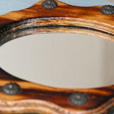 Mirror badge in flamed pine, 33x22 cm