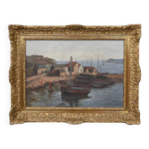 Tableau « Le Port de Camaret », huile sur toile, signé H. Callot – début XXe