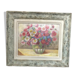 Table; still life with bouquet of flowers