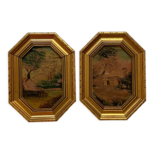 Lot 2 anciens tableaux peinture