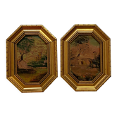 Lot 2 old paintings oil painting signed