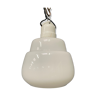 Suspension en verre de lait opalin avec plateau en porcelaine blanche