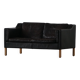 Mogens Hansen, mid-century 2-seater sofa, patinated black leather, 1970s.