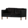 Mogens Hansen, mid-century 2-seater sofa, patinated black leather, 1970s.