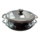 Stainless steel serving bowl with lid + matching tray
