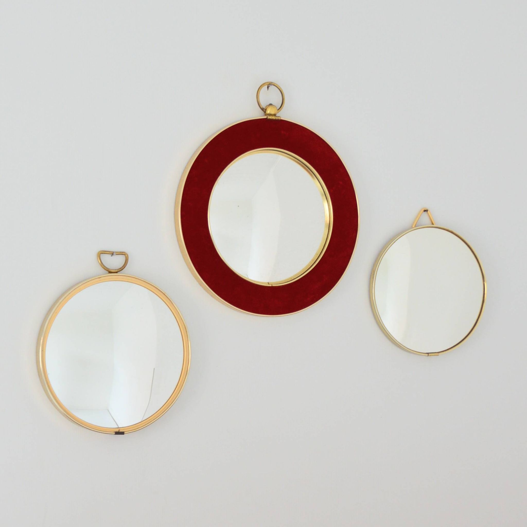 Set of 3 convex / witch's eye artilux vintage mirrors from the 1960s.