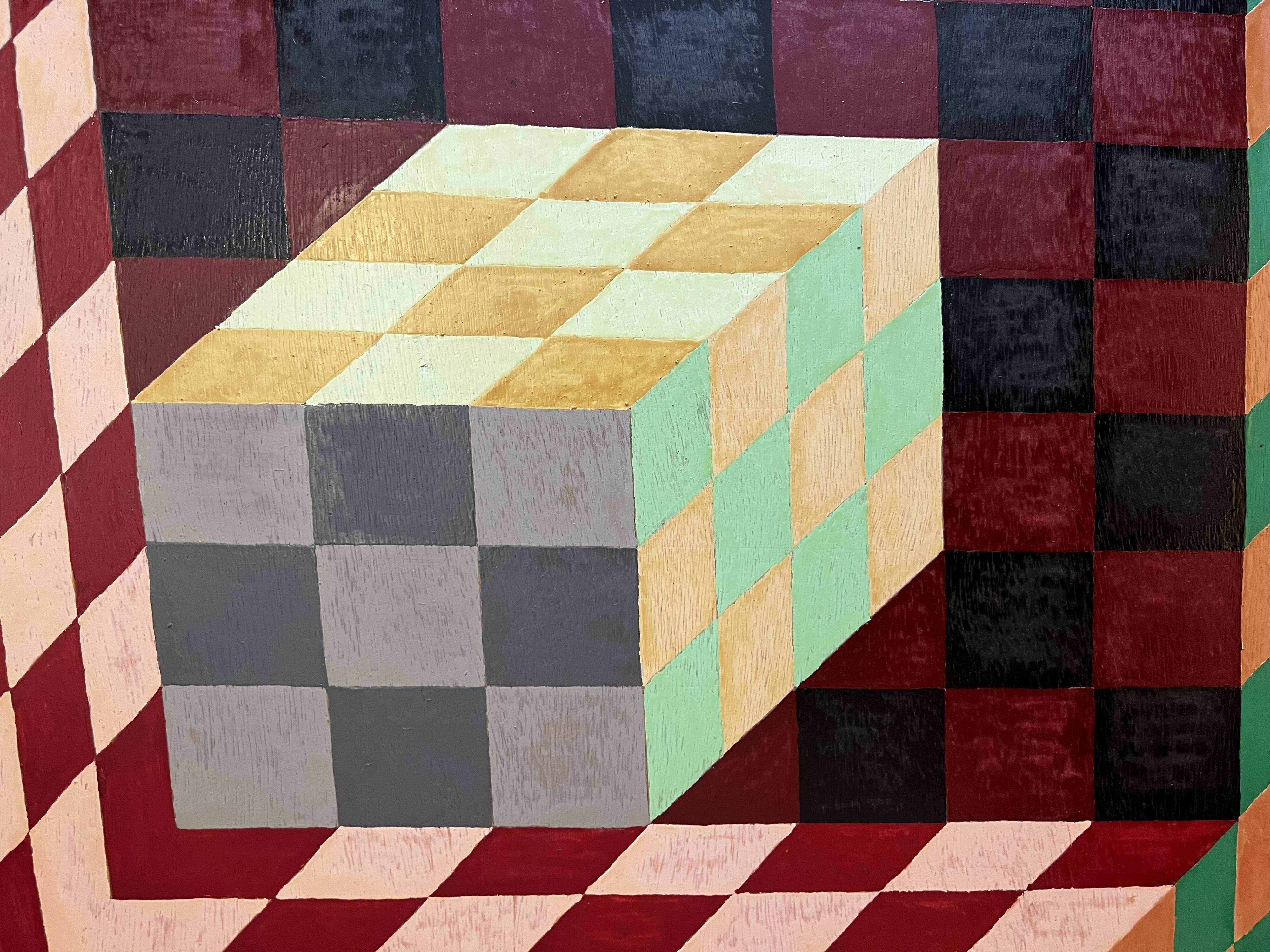 1970s tableau "Tribute to Vasarely", signed