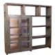Old shelf, shopkeeper's bookcase in original Burmese teak with blue-gray patina