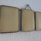 Vintage 1960 triptych barber mirror ivory quilted - 21 x 50 cm